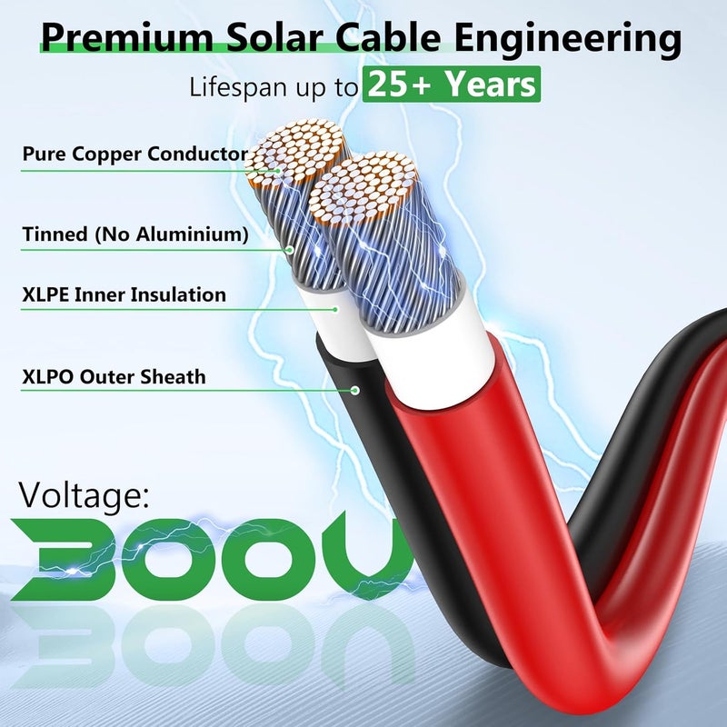 Vansdon Solar to XT60i Extension Cable 12AWG 50FT XT60i Female to Male Connector for RV Foldable Solar Panel, Portable Power Station, Solar Generator - Image 3